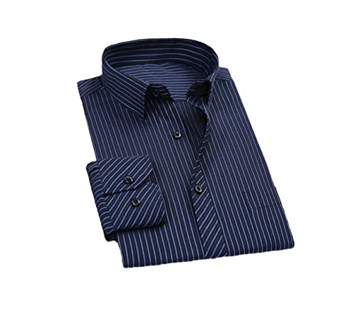 Kiioouu Herren Langarm Bügelfreies Kleid Hemd Männlich Social Streifen Hemden Pflegeleicht, 2108, S von Kiioouu