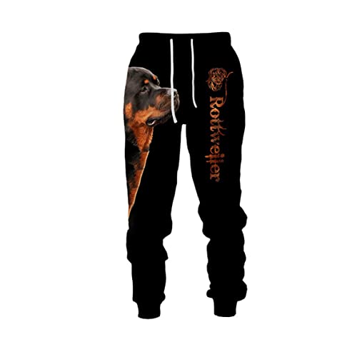 Kiioouu Herren Rottweiler Hund 3D Gedruckt Hoodie Anzug Männlich Herbst Winter Casual Sweatshirts Sweatpants Herren Trainingsanzug Set, Pants-2, M von Kiioouu