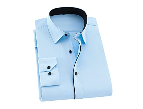 Kiioouu Herren Standard-Fit Langarm Kleid Hemd mit Kontrast-Knopfleiste vorne gestreift/Twill formelle Hemden, 1-315, 3XL von Kiioouu