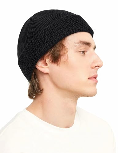 Kiiwah 1P Klassische Fisherman Beanie, Unisex Strickmütze Retro Trawler Beanie, 100% Acrylfaser Fischermütze, Streetstyle Weich Wintermütze Seemannsmütze für Damen und Herren von Kiiwah