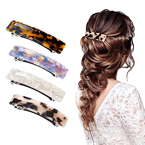 4 Stück Haarspangen Damen Groß, Französische Haarspange Rechteckige Haarclip für Dünnes und Dickes Haar von Kiiwah