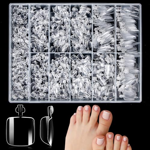 550 Stück Künstlich Zehennägel Kit, 11 Größen Falsche Zehennägel zum Aufkleben, Full Cover Acryl Künstlich Fußnägel Tips, Falsche Toe Nagel Tips mit Box für Damen Frauen Nagelkunst DIY von Kiiwah