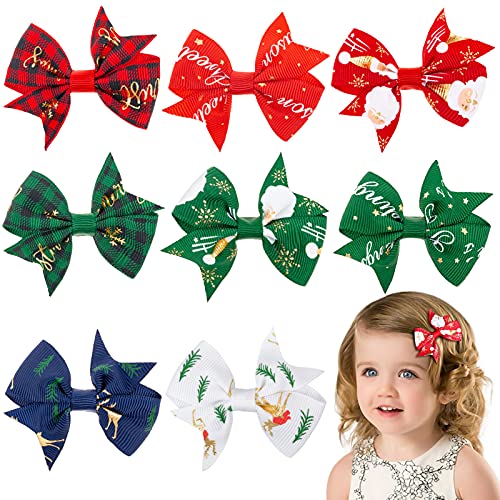 8 Stück Weihnachten Haarspangen, Schöne Haarspangen Weihnachten Bunt Haarschleife Haarschmuck für Kinder Mädchen Weihnachtsfeier Festival von Kiiwah
