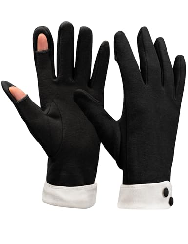 Kiiwah Damen Winter Handschuhe, Touchscreen Winterhandschuhe Thermo Warme Handschuhe Fingerhandschuhe für Damen Outdoor, Schwarz von Kiiwah