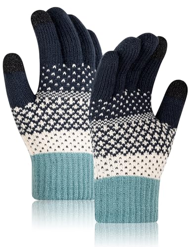 Kiiwah 1 Stück Vollfingerhandschuhe für Erwachsene - Unisex - Acryl, Fleece - Plüsch - 95% Fleece/5% Acryl - Einheitsgröße - Marineblau von Kiiwah