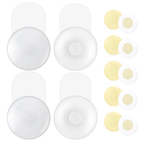 Kiiwah 2 Paar Silikon Klebe BH Push Up, Durchsichtig Trägerlos Klebe BH Rückenfrei, Nippelpads Sticky Bra Wiederverwendbare, mit 5 Paar Einweg Nipple Covers (8.5cm) von Kiiwah