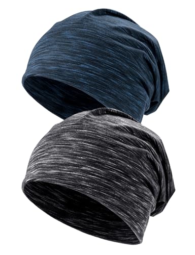 Kiiwah 2 Stück Beanie Mütze für Herren und Damen Streifen Slouch Unisex Stricken Beanie für den Frühling, Herbst und Winter von Kiiwah