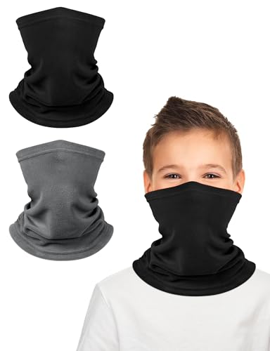 Kiiwah 2 Stück Kinder Schlauchschal, Multifunktionstuch Halswärmer für Jungen und Mädchen, Thermal Halstuch Loop Schal Winddicht Schlauchtuch Bandanas Nackenwärmer für Winter, Frühling, Herbst von Kiiwah