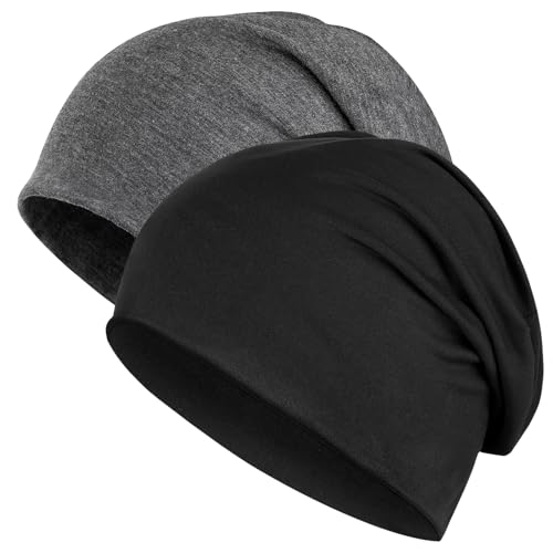 Kiiwah 2 Stücke Slouchy Beanie Mütze für Herren und Damen, Baumwolle Wintermütze Herbst Dünne Mütze Warm Beanie Mütze Slouch Unisex Longbeanie für Laufen Skifahren Radfahren Outdoor von Kiiwah