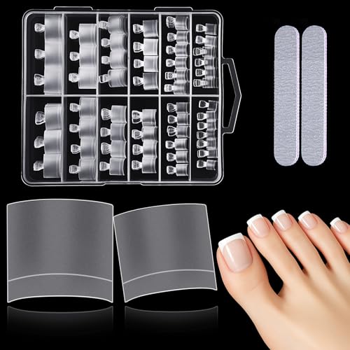 Kiiwah 240 Stück Künstlich Zehennägel Kit, 12 Größen Matt Falsche Zehennägel zum Aufkleben Half Cover Acryl Künstlich Fußnägel Tips Falsche Toe Nagel mit Box für Damen Frauen Nagelkunst DIY von Kiiwah