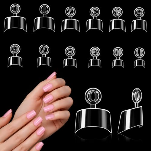 Kiiwah 240 Stück Oval Kurz Falsche Nägeltips Set, 12 Größen Acryl Halbe Abdeckung Gefälschte Nagelspitzen Künstliche Nägel Zum Aufkleben mit Griff Für Frauen Salon DIY Kunst Maniküre von Kiiwah