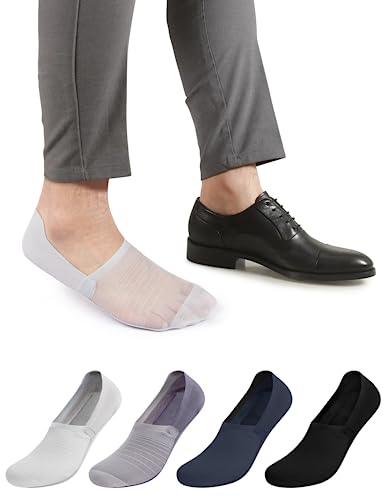 Kiiwah 4 Paar Herren Unsichtbare Socken Atmungsaktive, Rutschfeste Eisseiden Kurzsocken No Show Sneaker Bootssocken von Kiiwah