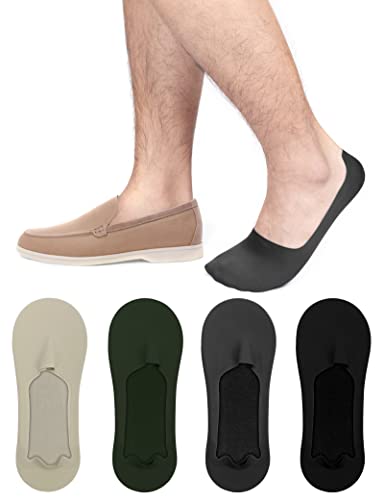 Kiiwah 4 Paar Herren Unsichtbare Socken Rutschfeste Eisseiden-Socken No Show Eisseiden Bootssocken (Größe 39-43) von Kiiwah