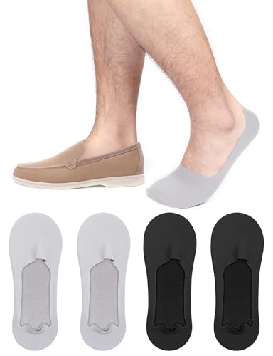Kiiwah 4 Paar Herren Unsichtbare Socken Rutschfeste Eisseiden-Socken No Show Eisseiden Bootssocken (Größe 39-43) von Kiiwah