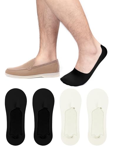 Kiiwah 4 Paar Herren Unsichtbare Socken Rutschfeste Eisseiden-Socken No Show Eisseiden Bootssocken (Größe 39-43) von Kiiwah