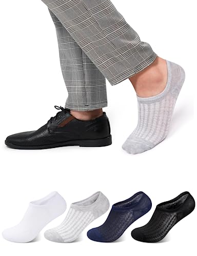 Kiiwah 4 Paar Sneaker Socken Herren, Baumwolle Atmungsaktiv No Show Socken Füsslinge Unsichtbar Socks mit Silikonpad Anti Rutsch für Sport, Arbeit, Alltag von Kiiwah