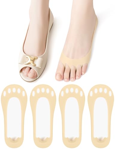 Kiiwah 4 Paare Damen Peep-Toe-Socken, Niedriger Schnitt Zehensocken Rutschfest No Show Socken Atmungsaktiv Unsichtbare Füßlinge Damen für Flache Schuhe, High Heels, Sneakers von Kiiwah