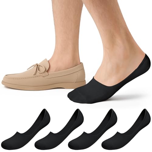 Kiiwah 4 Paare Füsslinge Herren, Füßlinge mit Rutschfestem Silikon Unsichtbare Socken Sneaker Socken Unsichtbar Invisible Socks Herren für Canvasschuhe, Sneaker, Oxford-Schuhe, Freizeitschuhe von Kiiwah