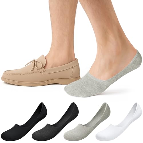 Kiiwah 4 Paare Füsslinge Herren, Füßlinge mit Rutschfestem Silikon Unsichtbare Socken Sneaker Socken Unsichtbar Invisible Socks Herren für Canvasschuhe, Sneaker, Oxford-Schuhe, Freizeitschuhe von Kiiwah