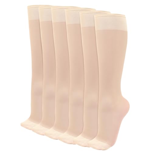 Kiiwah 6er Pack Nylon Socken 20 DEN, Matt Transparente Söckchen Damen Kniestrümpfe Feinstrümpfe Atmungsaktiv Nylonstrümpfe Seidenstrümpfe (Nude) von Kiiwah