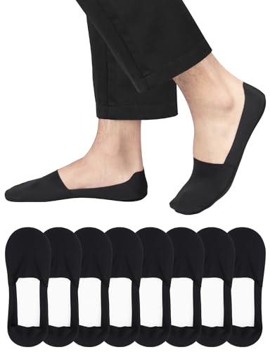 Kiiwah 8 Paar Herren Unsichtbare Socken Rutschfeste Eisseiden-Socken No Show Eisseiden Bootssocken (Größe 39-43) von Kiiwah