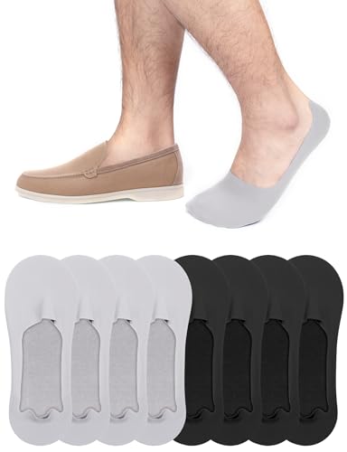 Kiiwah 8 Paar Herren Unsichtbare Socken Rutschfeste Eisseiden-Socken No Show Eisseiden Bootssocken (Größe 39-43) von Kiiwah