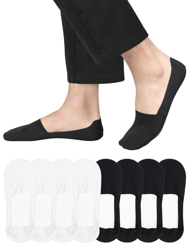 Kiiwah 8 Paar Herren Unsichtbare Socken Rutschfeste Eisseiden-Socken No Show Eisseiden Bootssocken (Größe 39-44) von Kiiwah