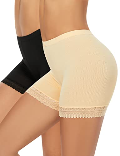 Kiiwah Atmungsaktiv Spitzen Unterhose für Damen, Unterrock Shorts Anti-Scheuer Nahtlose Sicherheitshose Boxer Slipshort Schlüpfer Leggings Unter Kleider Unterwäsche von Kiiwah