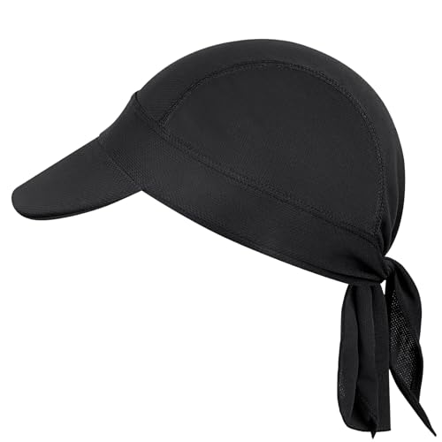 Kiiwah Bandana Cap Herren, Atmungsaktiv Netz UV Schutz Kopftuch Schweißableitend Durag Schwarz Verstellbar Sports Durag Fahrrad Mütze Unterhelm für Herren Outdoor-Sportarten von Kiiwah