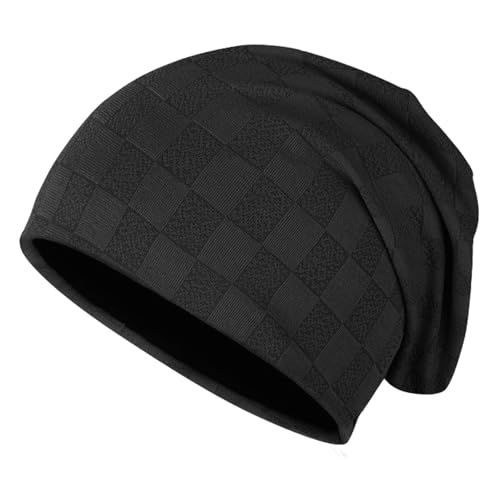 Kiiwah Beanie Mütze, Dünn Slouch Beanie Lange Unisex für Herren Damen, Strickmützen Leicht Elastisch für Sport Alltag Chemo (Schwarz) von Kiiwah