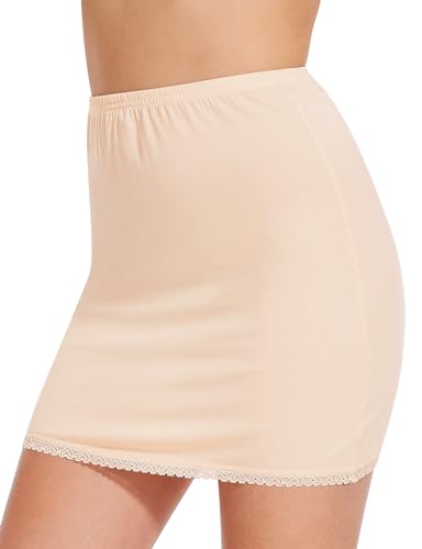 Kiiwah Damen Kurz Unterrock, Atmungsaktiv Knielang Halbrock Petticoat Kleid Rock Unterkleid Antistatisch Elegantes Underskirt Nachtkleid Spitze von Kiiwah