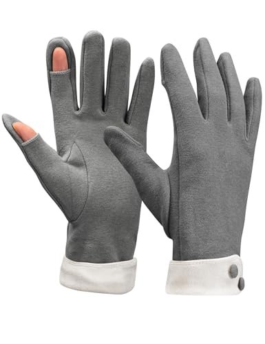 Kiiwah Damen Winter Handschuhe, Touchscreen Winterhandschuhe Thermo Warme Handschuhe Fingerhandschuhe für Damen Outdoor, Grau von Kiiwah
