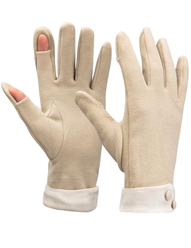 Kiiwah Damen Winter Handschuhe, Touchscreen Winterhandschuhe Thermo Warme Handschuhe Fingerhandschuhe für Damen Outdoor, khaki von Kiiwah