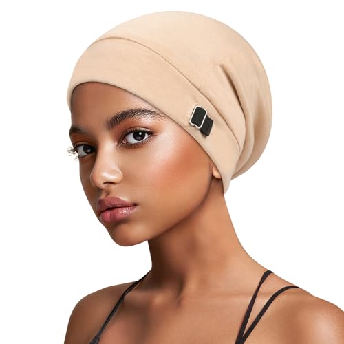 Kiiwah Satin Bonnet Schlafmütze Unisex Seide Seidenmütze Schlafhaube zum Schlafen, Slouch Satin Lined Beanie Lockenhaube Verstellbar Haube Schlafkappe für Damen und Herren von Kiiwah