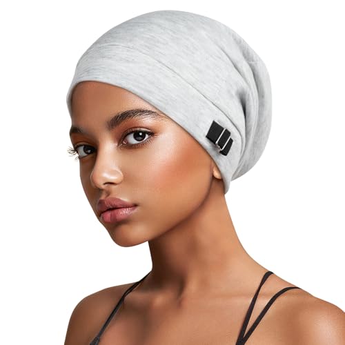 Kiiwah Satin Bonnet Schlafmütze Unisex Seide Seidenmütze Schlafhaube zum Schlafen, Slouch Satin Lined Beanie Lockenhaube Verstellbar Haube Schlafkappe für Damen und Herren von Kiiwah