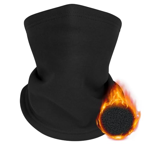 Kiiwah Schlauchschal Winter Damen Herren, Loop Schal Weichem Fleece Halswärmer Ski Warm Multifunktionstuch für Skifahren Laufen Radfahren(Schwarz) von Kiiwah