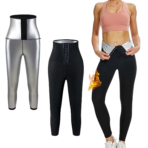 Kiiwah Schwitzhose zum Abnehme Saunahose Damen Sauna Sporthose Hot Thermo Schwitz Leggings Hohe Taile Sweat Jogginghose Sauna Effekt Sporthose für Frauen Damen Yoga, Gym, Laufen von Kiiwah