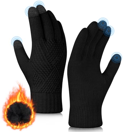 Kiiwah Winter Handschuhe Damen Touchscreen Handschuhe Warme Strickhandschuhe Thermo Handschuhe mit Fleecefutter Winterhandschuhe für Outdoor Laufsport, Wandern, Laufwerk von Kiiwah