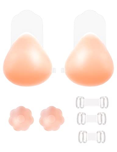 Klebe BH, Trägerloser BH Silikon Unsichtbarer Push Up BH Selbstklebender BH Nipple Cover Wiederverwendbare Bar Für Badeanzug Rückenfrei Kleid (L) von Kiiwah