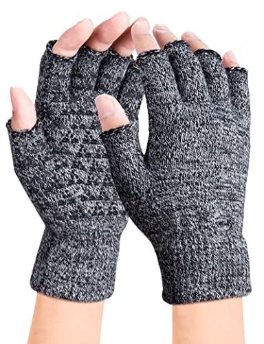 Winter Rutschfester Fingerlose Handschuhe, Thermisch Half Finger Handschuhe, Anti-Rutsch Sporthandschuhe Fingerhandschuhe Warme Dehnbare Strickhandschuhe für Herren Damen von Kiiwah
