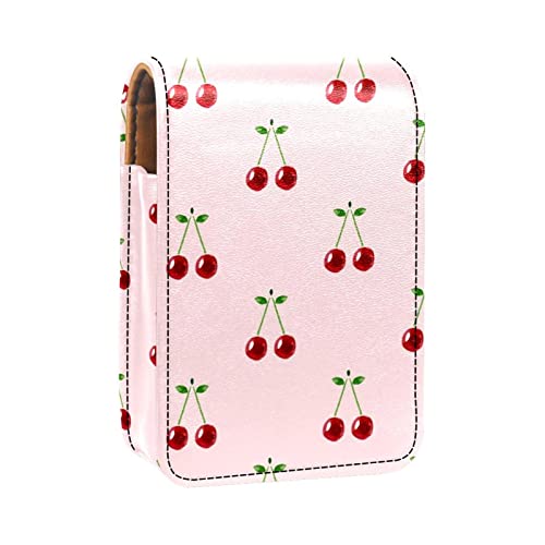 KikandKo Lippenstift-Etui mit Spiegel für Geldbörse, tragbare Mini-Make-up-Tasche, Reise-Kosmetiktasche, Leder, Lippenstift-Etui, Halter für Frauen, Damen, Geschenke, passend für 3 Lippenstifte, Blumenmuster, Mehrfarbig 5, Einheitsgröße von KikandKo