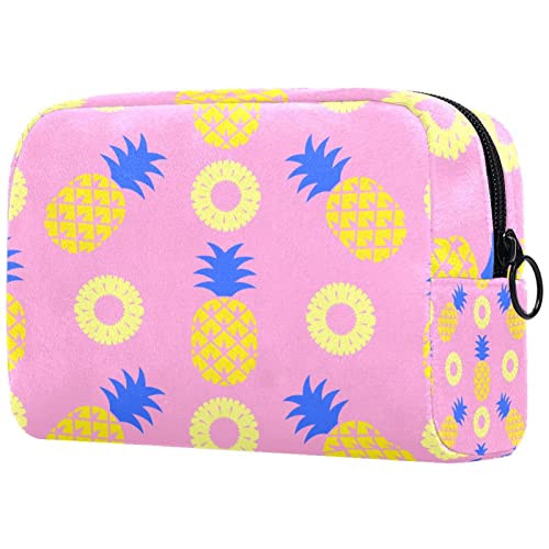Kleine Make-up-Tasche für Geldbörse, Pop-Ananas-Muster, rosa Reise-Kulturbeutel, Reißverschluss, Kosmetik-Organizer für Frauen und Mädchen von KikandKo