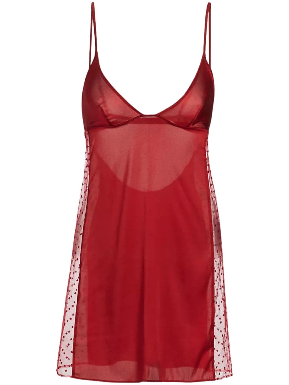 Kiki de Montparnasse Merci Camisole-Seidenkleid mit transparenten Einsätzen - Rot von Kiki de Montparnasse