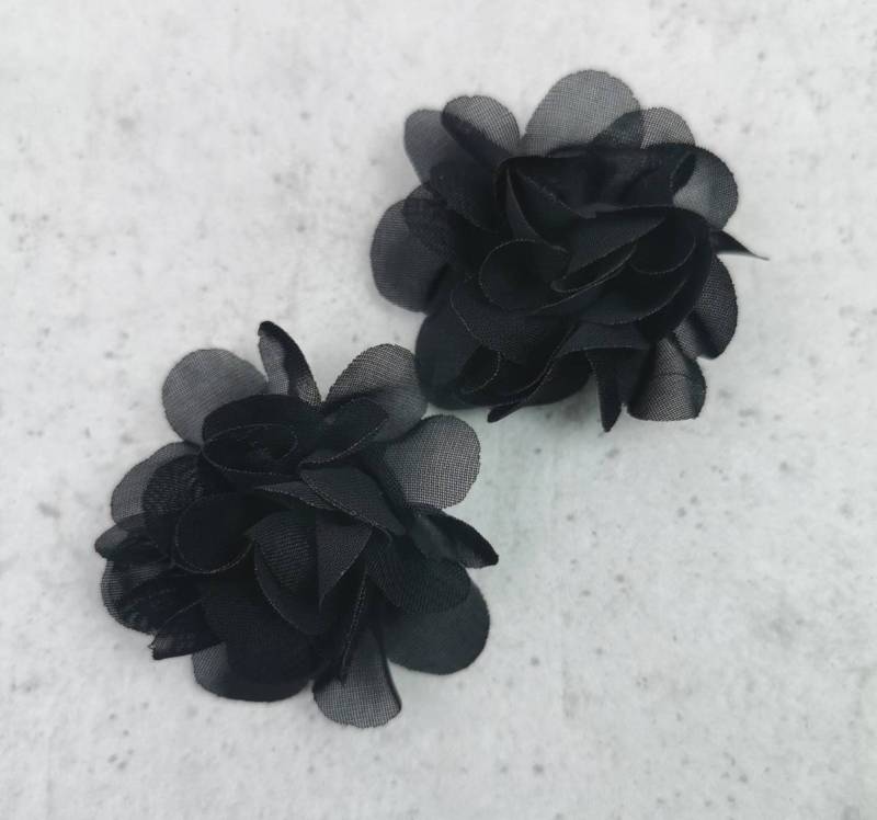 Applikation, Aufnäher, Blume Aus Spitze/Tüll Blüte in Schwarz Zum Aufnähen, 2Er Set von KikimoShop