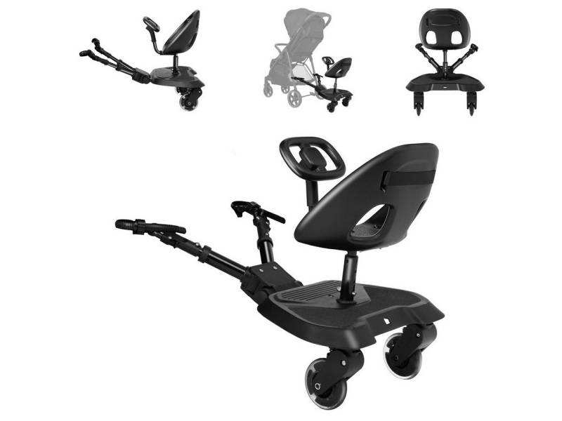 Kikkaboo Kinderwagenaufsatz Kinderwagen Trittbrett Ally, mit Sitz universal, 2-Punkt-Gurt, Lenkrad von Kikkaboo