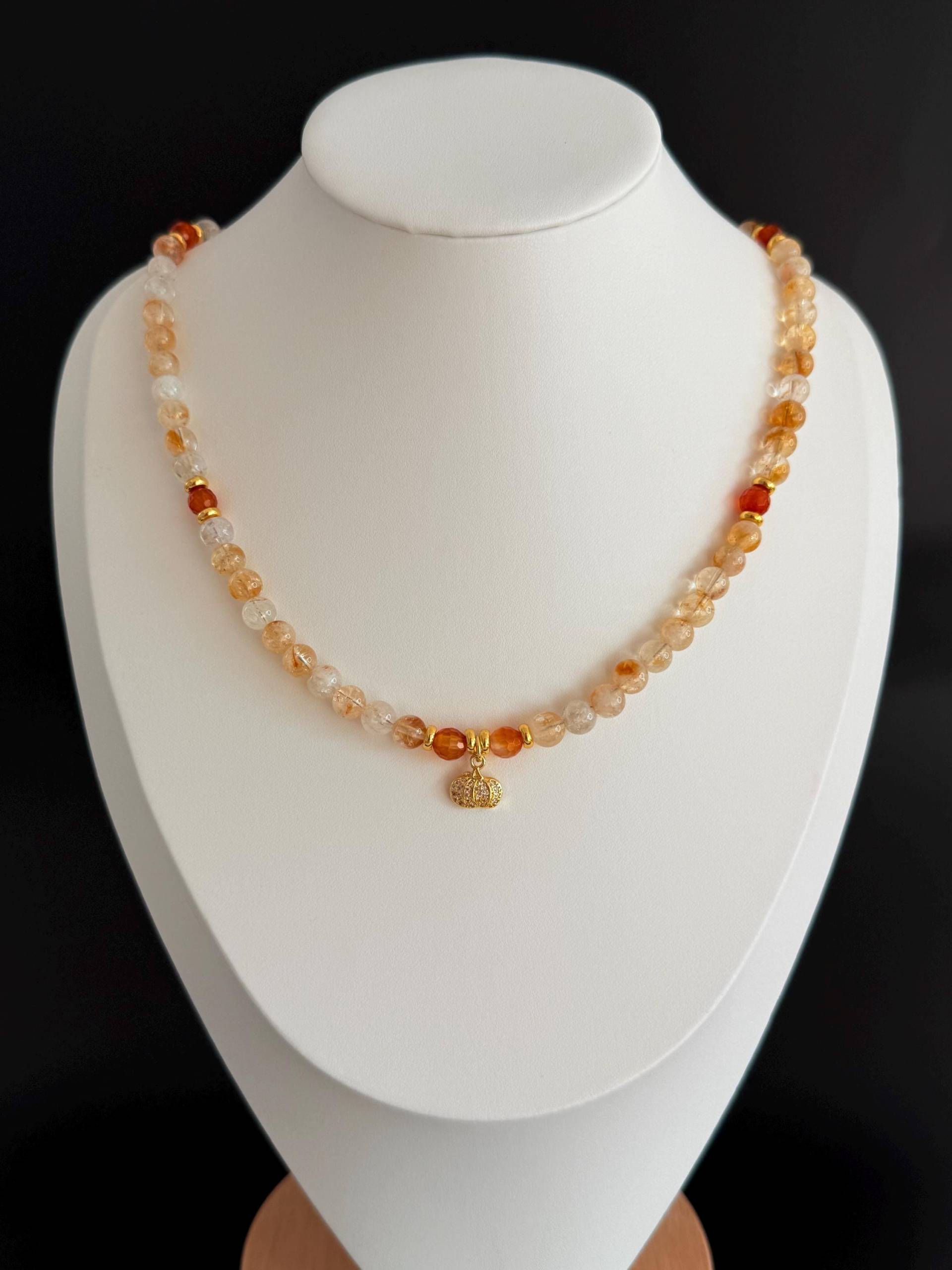 Citrine & Carnelian Pumpkin Necklace Autumn Gemstone Jewelry Golden Harvest Gift Citrine & Carnelian Pumpkin Necklace Autumn Gemstone Jewelry Golden Harvest Gift von KikkiBeads