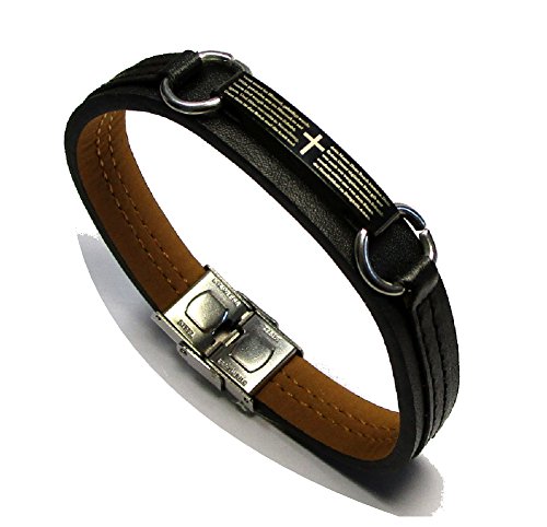 Edelstahl Armband Lederarmband schwarz VATER UNSER Gebet exklusiv von Kikuchi (19) von Kikuchi