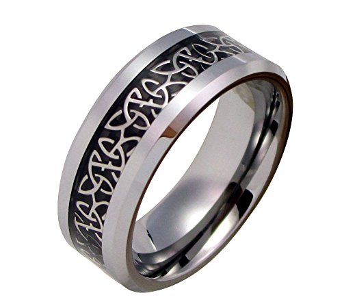 Kikuchi Herrenring Wolframring Silber schwarz Herren Ring Tungsten Weinstock Männer 68 (21.6) von Kikuchi