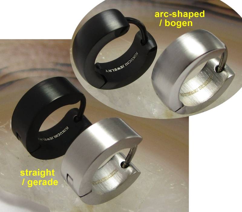 Ø 13 Mm/ 5 Mm Ohrringe Titan Verschluss Edelstahl Creolen Schwarz Silber Matt Gerade Bogen Männer Damen Hoop Huggies von KikuchiMensEarring