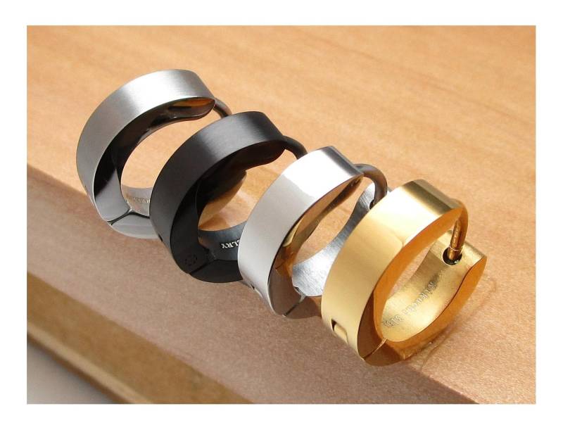 Ø 13 Mm/4 Edelstahl Ohrringe Titan Verschluss Damen Herren Creolen Schwarz Matt Gold Silber Hochglänzend Top Ohrstecker Huggie von KikuchiMensEarring